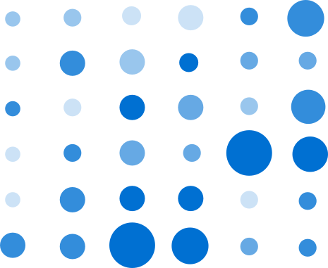 A matrix chart with each dot having the same shade of blue